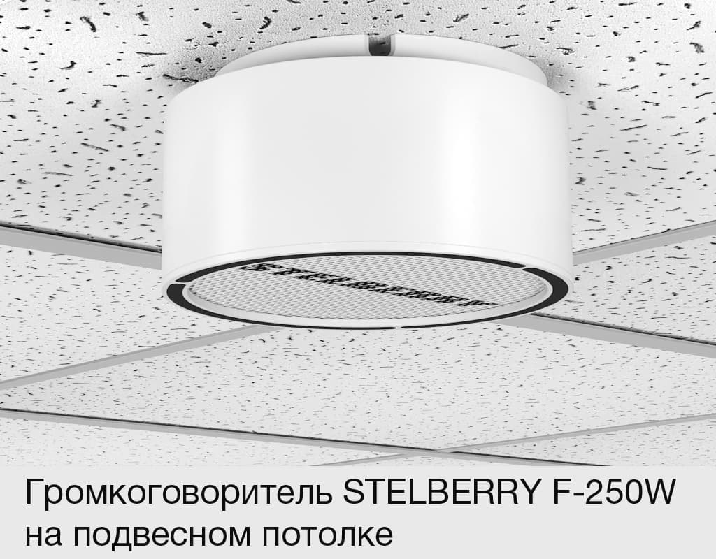 Громкоговоритель для системы оповещения Антитеррор STELBERRY F-250W гармонично смотрится на подвесном потолке
