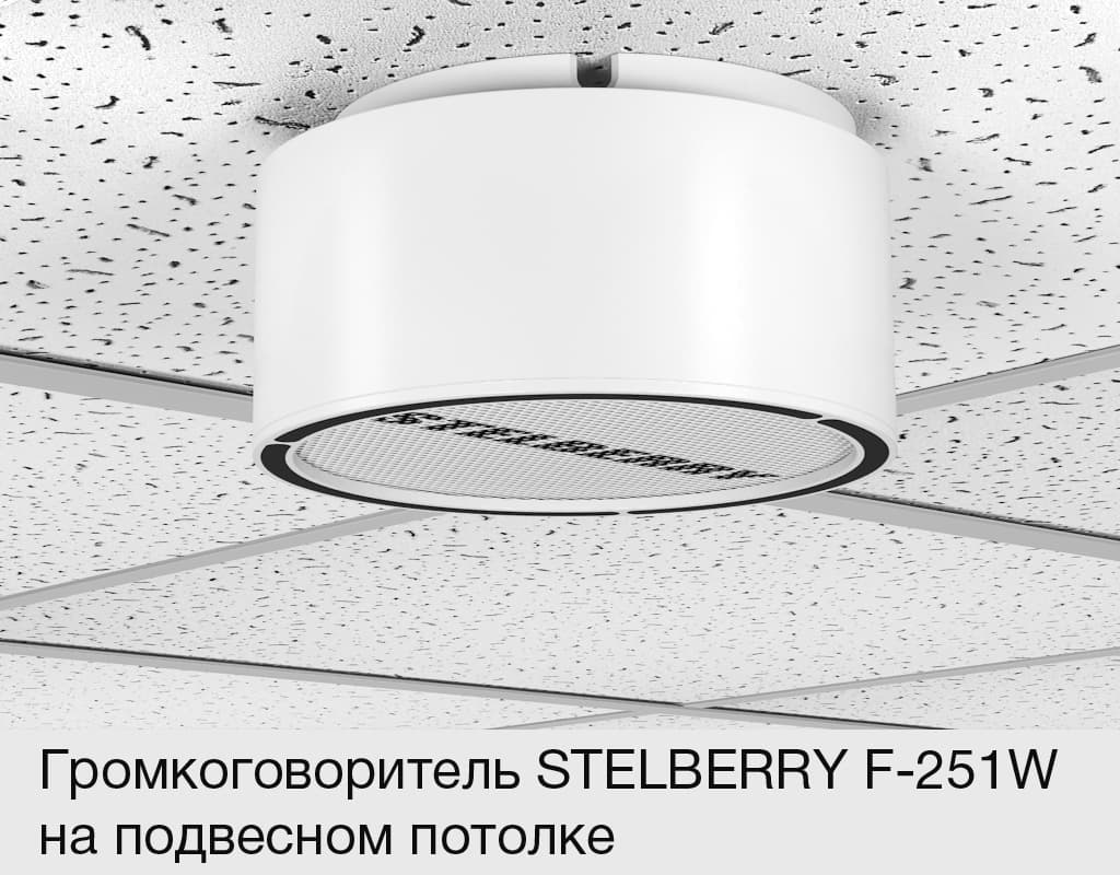 Громкоговоритель для системы оповещения Антитеррор STELBERRY F-251W гармонично смотрится на подвесном потолке