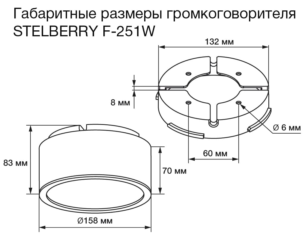 Размеры громкоговорителя STELBERRY F-251W