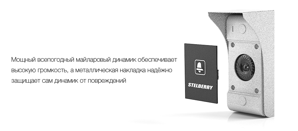 В STELBERRY S-135 динамик защищён металлической накладкой, а звук выходит через боковые отверстия