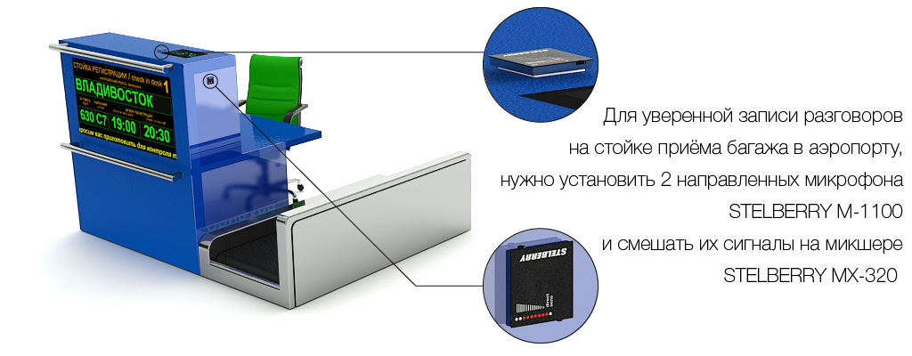 Запись разговоров на стойке приёма багажа аэропорта
